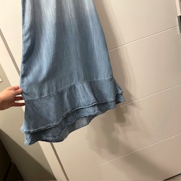 Bella Dahl Side Stripe Sleeveless Racerback Chambray Mini Dress Blue Small - Picture 7 of 16